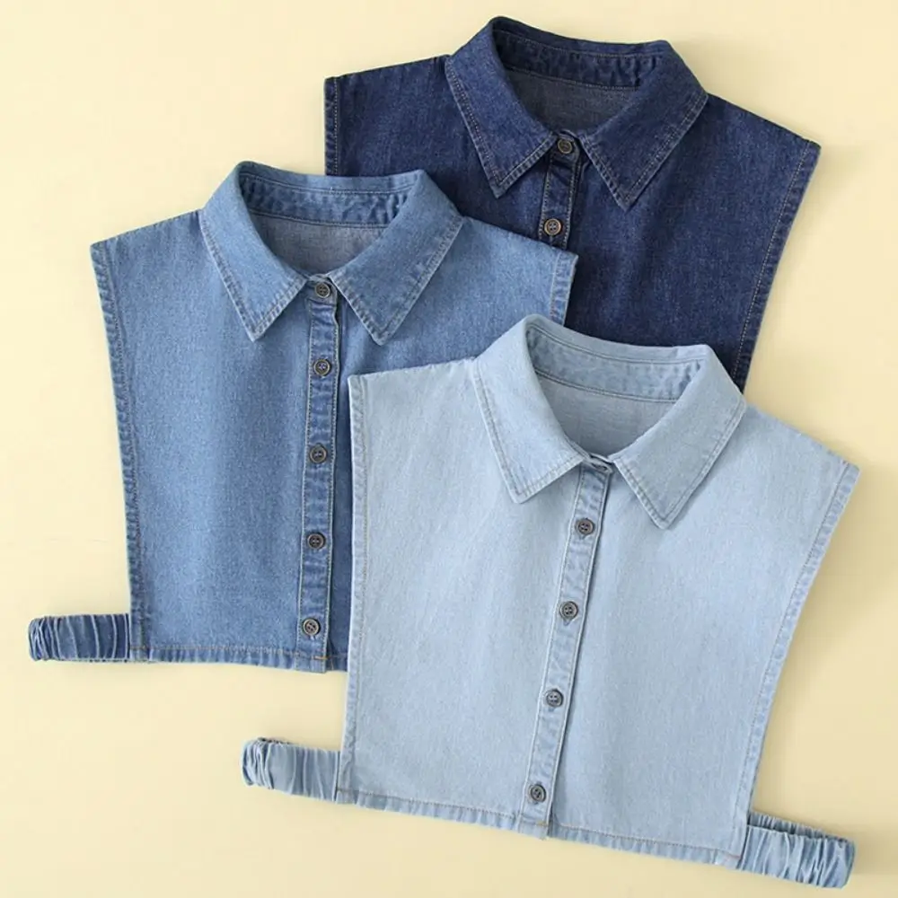 

Blue Denim Fake Collar Innerwear Decoration Elasticity Straps False Collar Cotton Clothes Accessories Detachable Collar Women