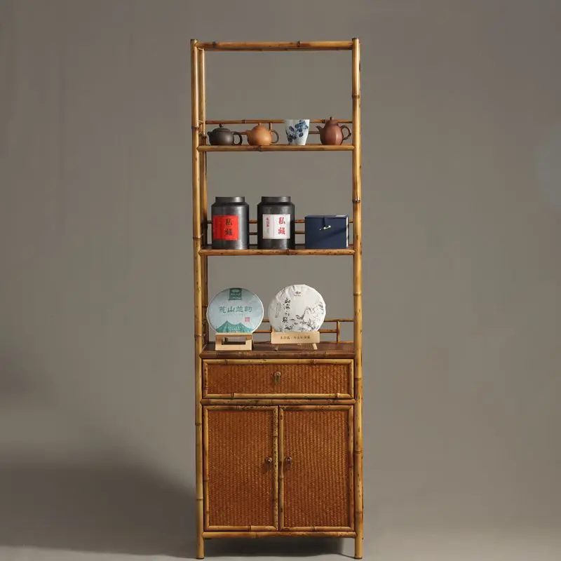 Meilu tea bookcase tea set storage rack bamboo te space clubhouse  Bogu rack