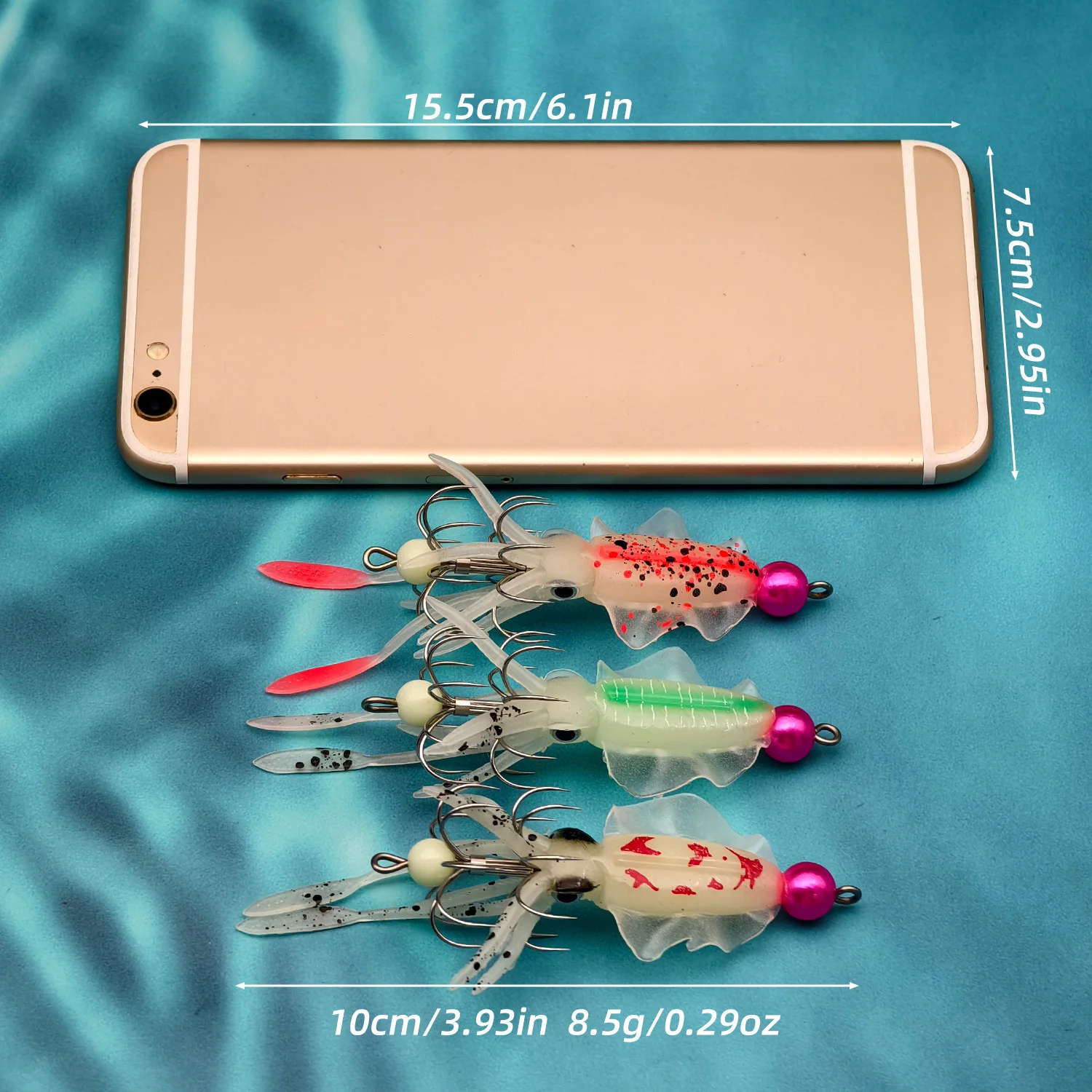 مجموعة طُعم الحبار مكونة من 3 قطع من ANFS - مثالية للصيد الليلي، وطُعم صيد الحبار، وهدية صيد مذهلة للصياد. #6