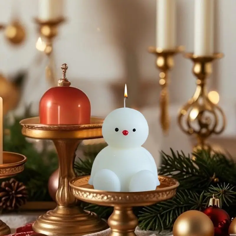 Boneco de neve vela bonito sentado boneco de neve em forma de natal velas novidade mesa peça central férias inverno decoração para casa para