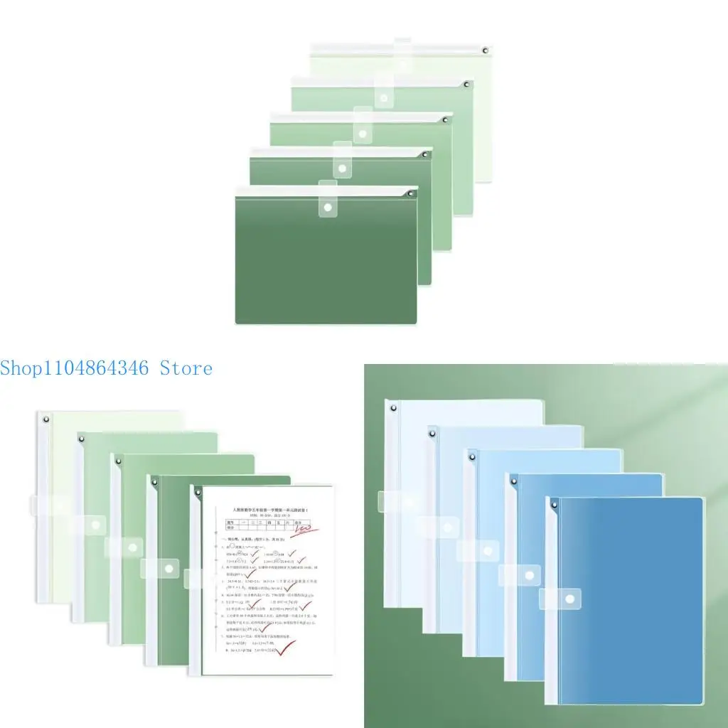 

5asd 5Pcs Test Paper Organizers Clear Water Resistant File Paper Sleeve Hold 50 Sheet