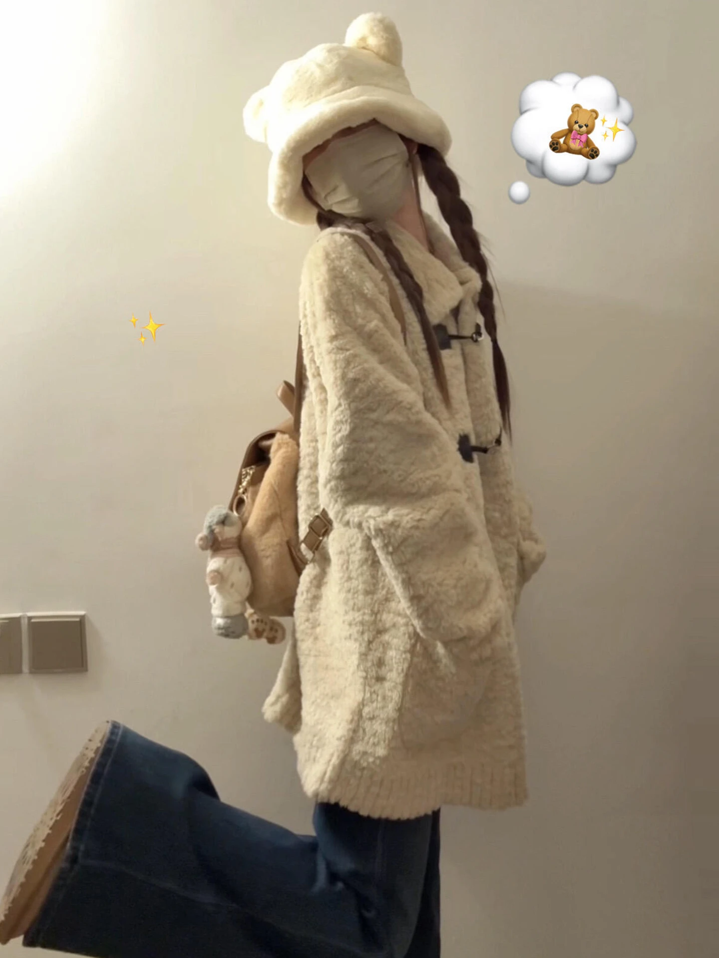 

2026 Spring New Sle Women's Thiened Lamb Fur Jaet Loose Fit Fce Lined Stand Collar Outerwear Korean Sle ort Coat