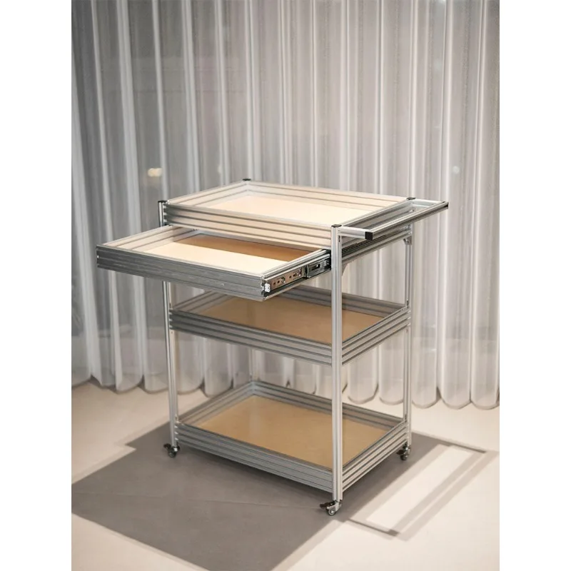 

Industrial Wind Birch Ocean Plate Aluminum Profile Movable Small Push Simple Designer Coffee Cart Sofa