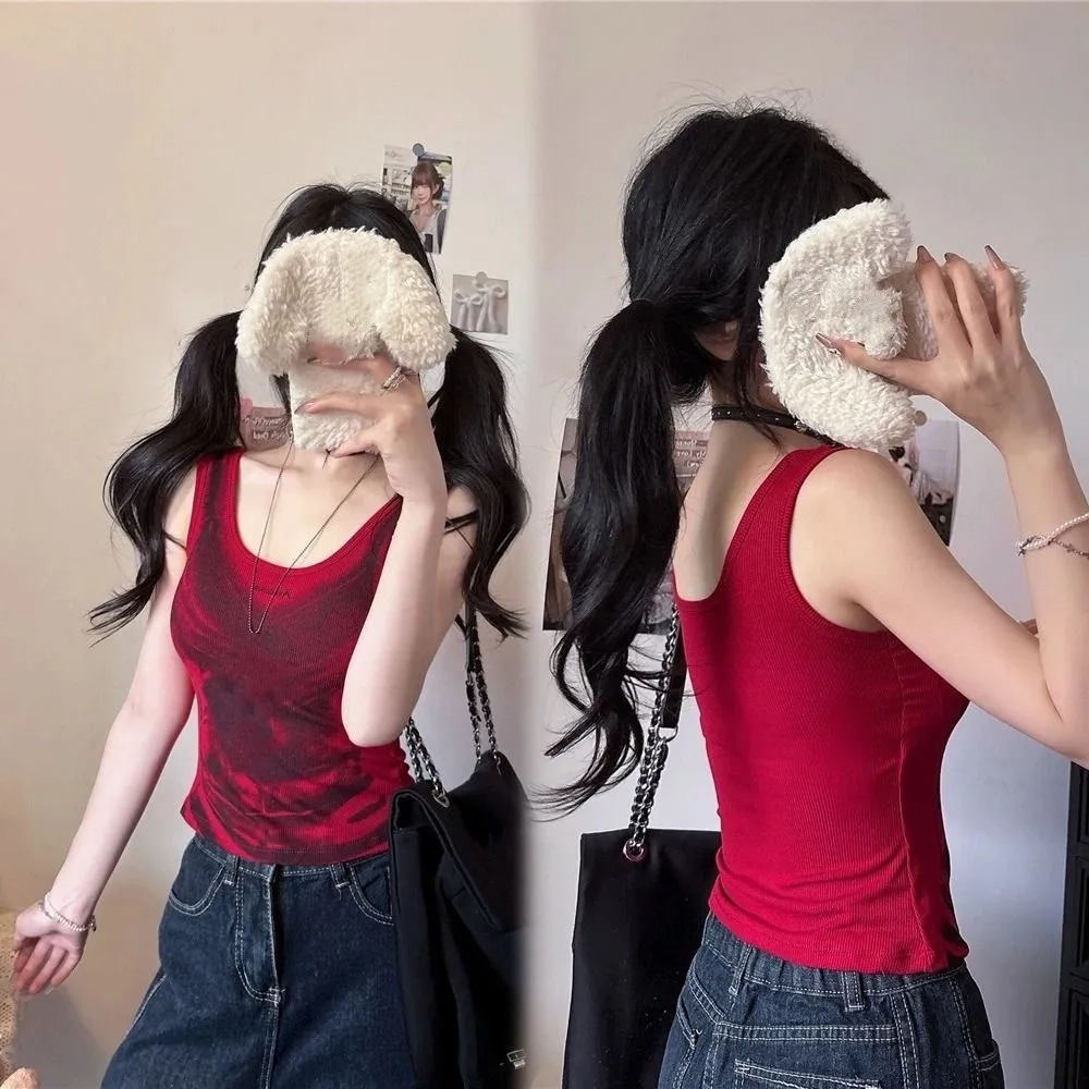 

Ins Style American Style Tie-dye Camisole Sleeveless Y2k Girls Slim Crop Top Retro Camisole With Chest Spring Summer