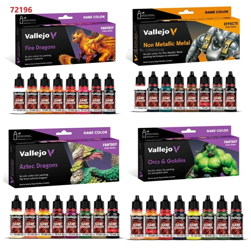 Spani AV Vallejo Model Environmentally Friendly Water-based Acrylic Painti Set 8 * 17ml Non Metallic/game Color Wash Acrylic Set