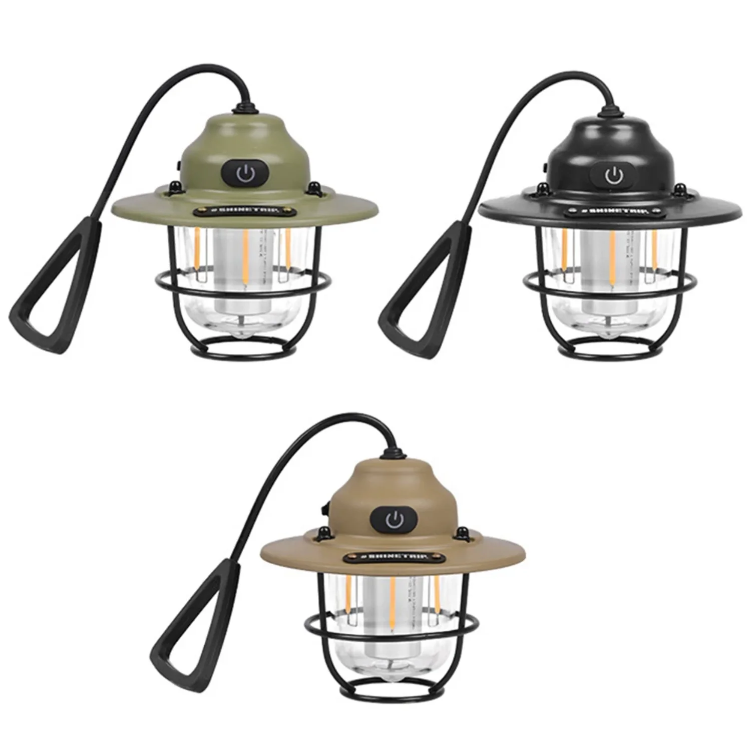 Camping Lamp 1200mAh Emergency Light Lantern Stepless Dimming Retro Atmosphere Chandelier Type C Charging  Fishing Hiking