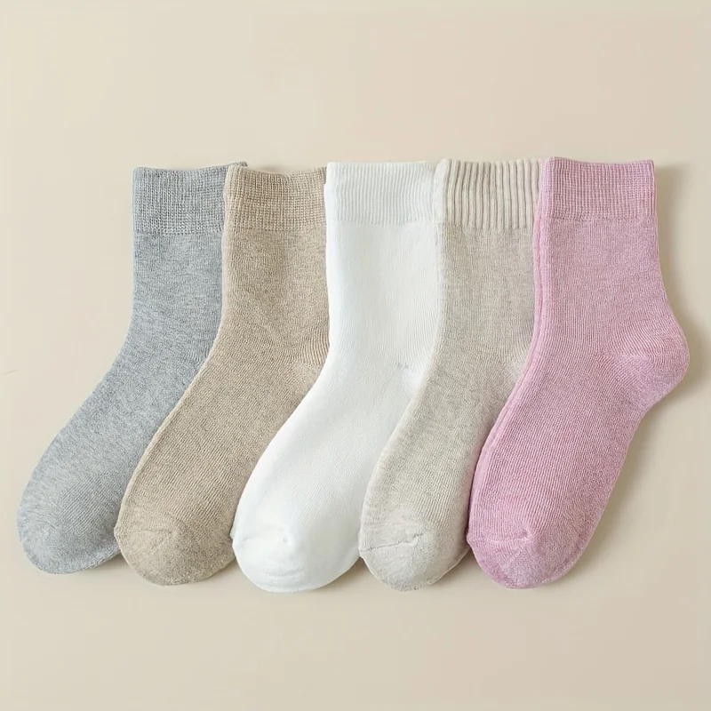 8/4/1 Double Stocking Children's Autumn and Winter Collection Solid Color Woolen Circle Middle Tube Socks Ins Trendy Versatile