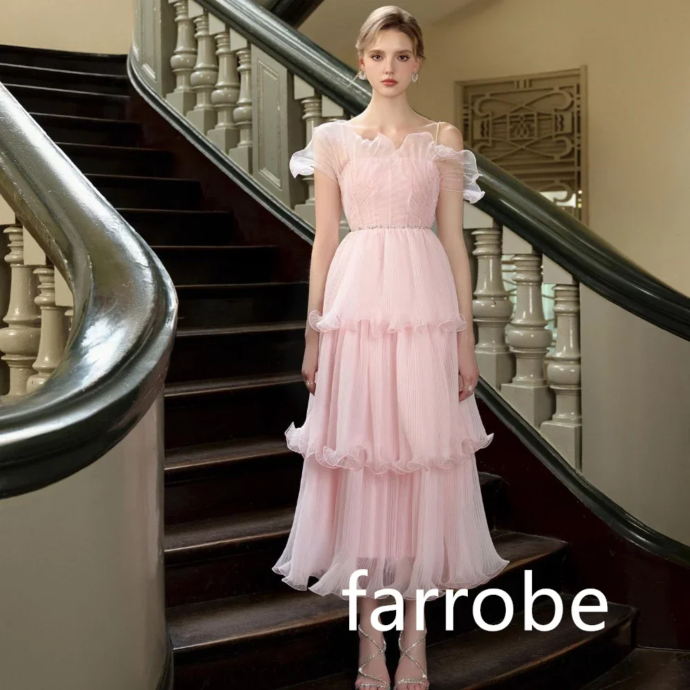 Maßgeschneiderte, lässige Chiffon-Falten, abgestufte A-Linie, Spaghettiträger, Midi-Kleider, Abendkleider, klassisch, exquisit, moderner Stil, Pastro