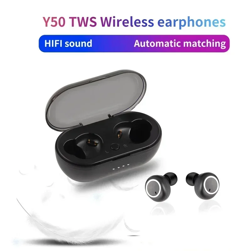 Y50 TWS Bluetooth Earphones Wireless Headphones Stereo Headset Sport Earbuds Microphone With Charging Box For Smartphone