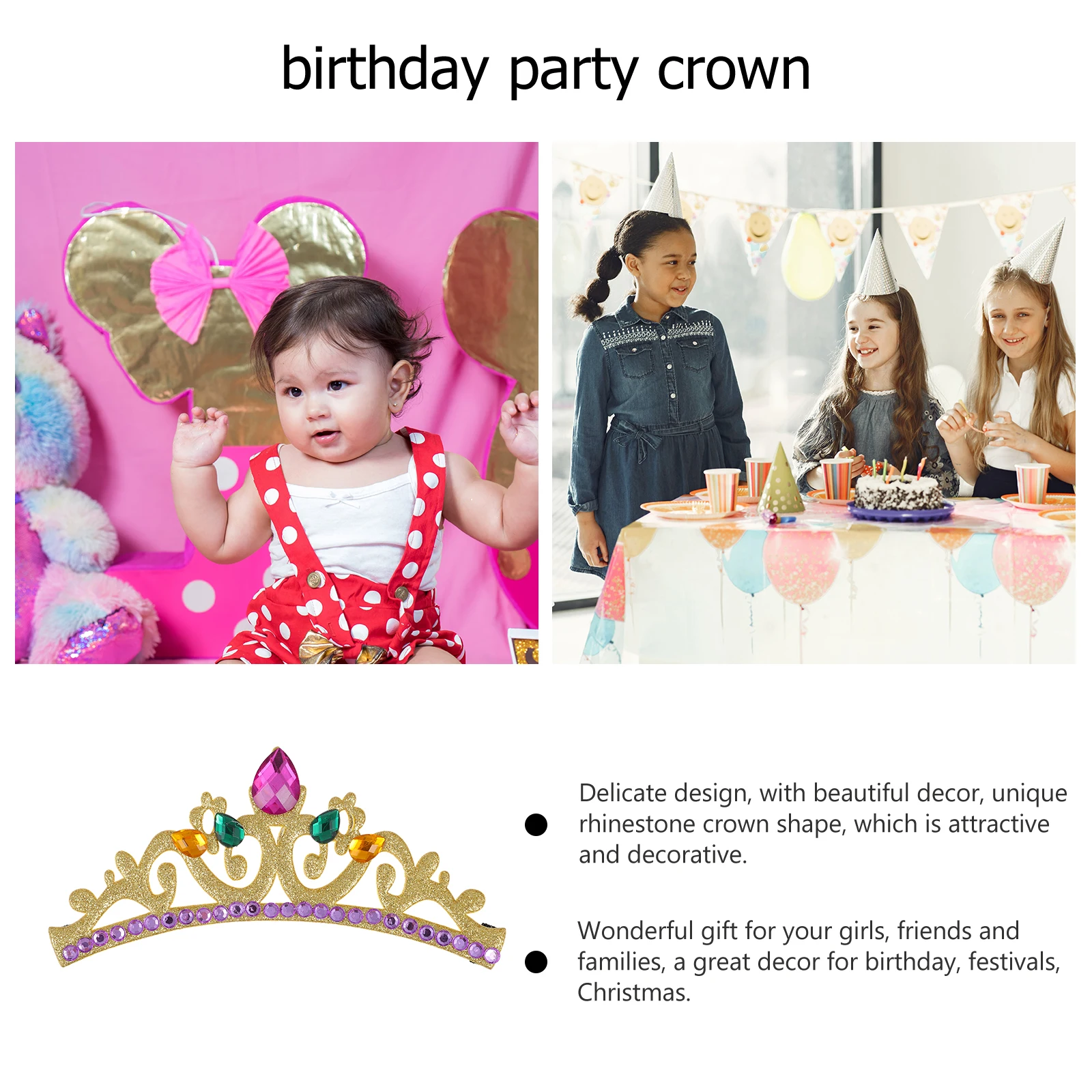 

Princess Crown Headband Hair Accessory Wedding Party Hairband Rhinestone Non-woven Fabric Headdress