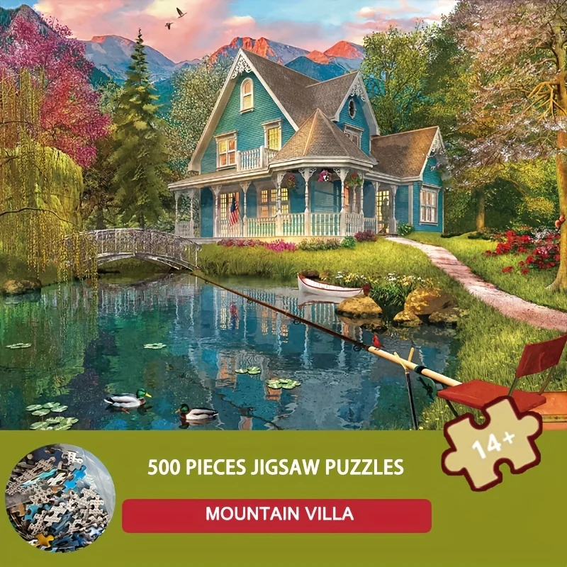 

Mountain Villa 500-Piece Jigsaw Puzzle 20.5x15 Inches Challenging Adult Puzzle for Nature Lovers 52x38cm Size
