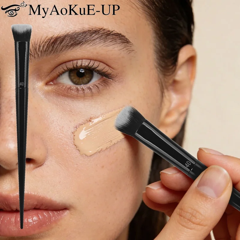 Pincel de Maquiagem para Corrigir Imperfeições com Cerdas de Fibra Macia para Mulheres, Cabo Preto, para Pó, Blush, Sombra e Base, Ferramenta de Belez