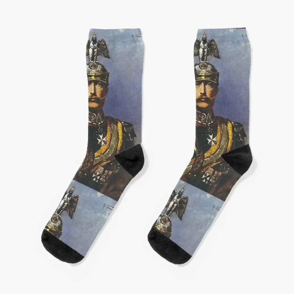 Kaiser Wilhelm II with Prussian Royal Guards helmet Socks Wholesale anime Socks Women Men's