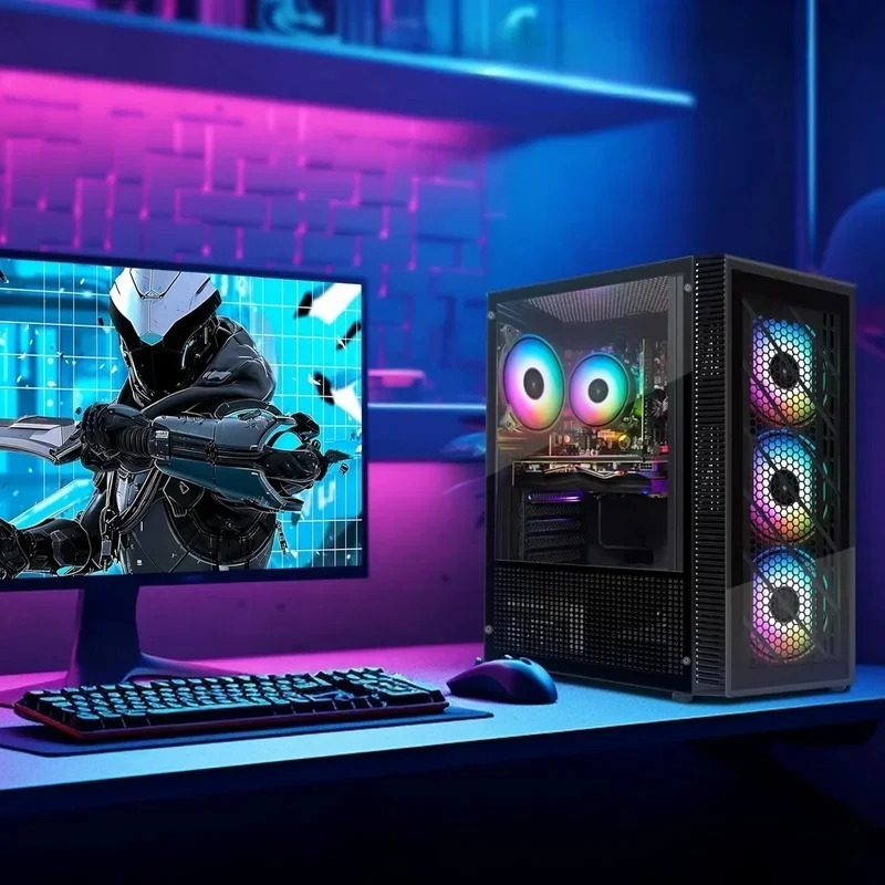 PC desktop da gioco, Radeon RX 580 8G GDDR5, decima generazione G5905 3,5G, 16G RAM, SSD 512G, WiFi, BT 5.0, ventola RGB x 4, tappetino per mouse RGB