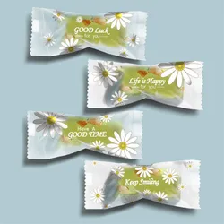100Pcs Transparent Daisy Flower Printed Snowflake Cookies Packaging Snack Candy Machine Sealing Bags