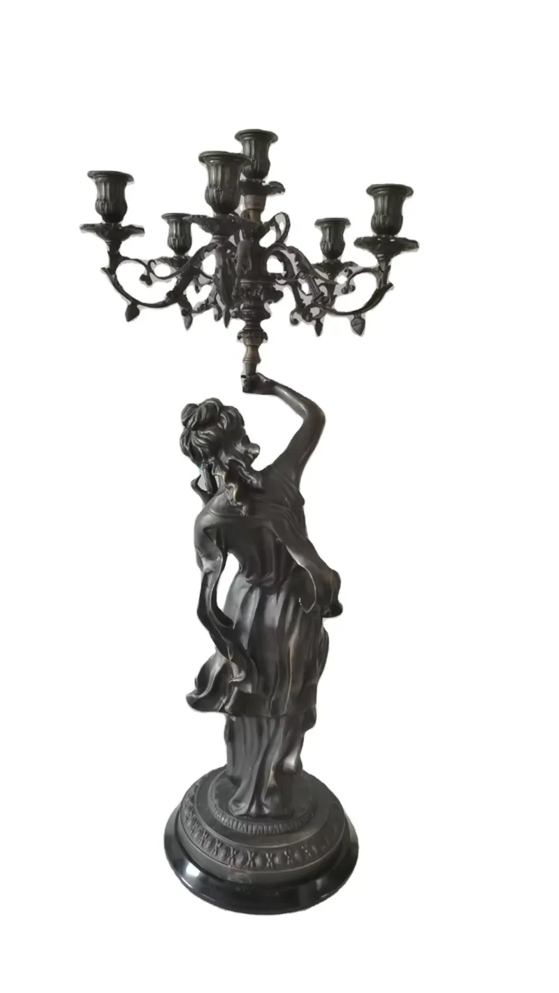 Antique bronze delicate floral cast brass statue of 