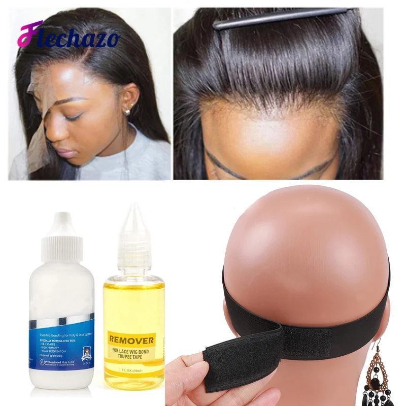 Colla per pizzo impermeabile e kit di rimozione per parrucche Colla super resistente per legare i capelli Adesivo per parrucche in pizzo Colla per pizzo Flechazo con fascia