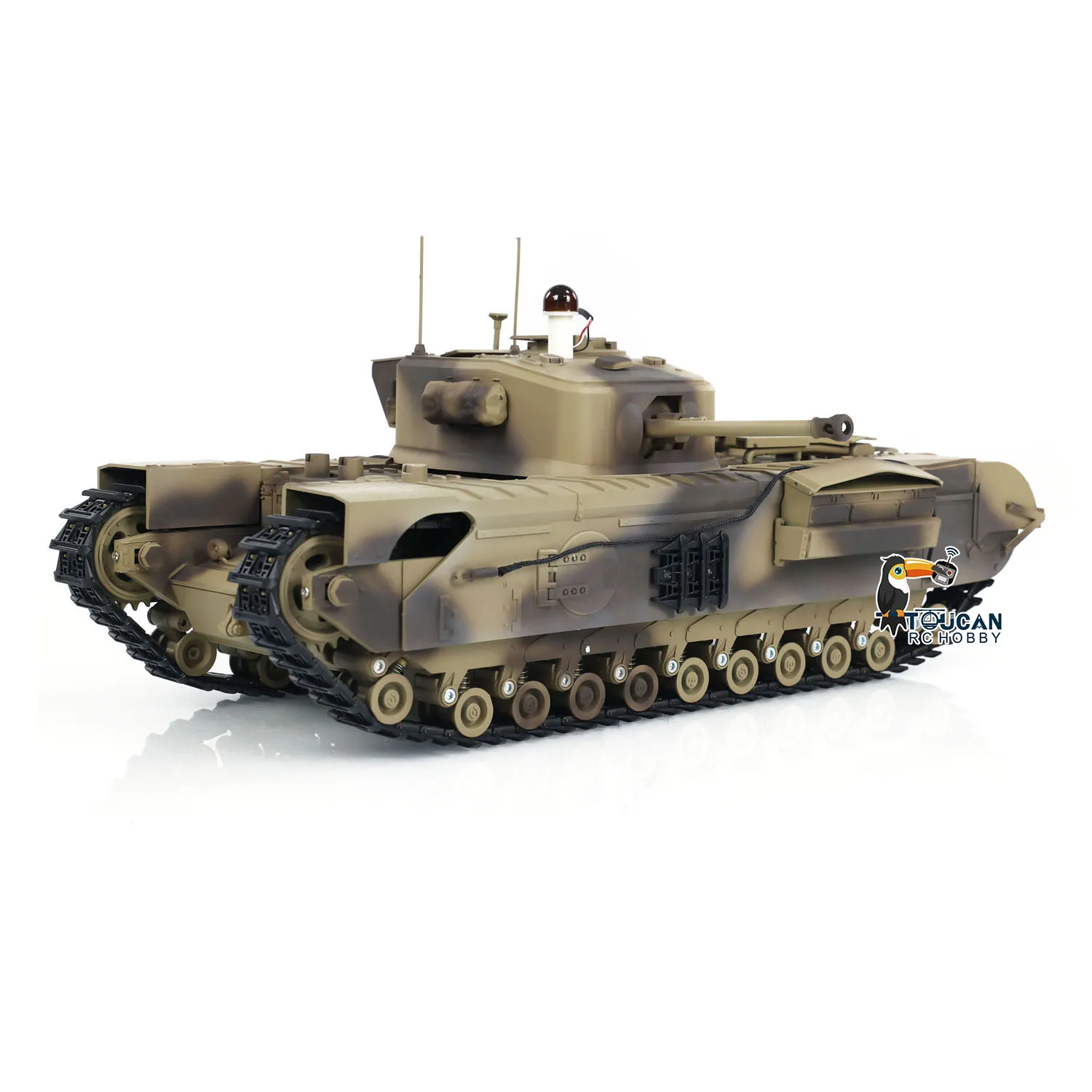 Tongde 1/16 RTR Churchill Mk.VII دبابة مع جهاز للتحكم عن بُعد مسارات معدنية الأشعة تحت الحمراء نموذج معركة لعب تجربة قتالية واقعية للأطفال