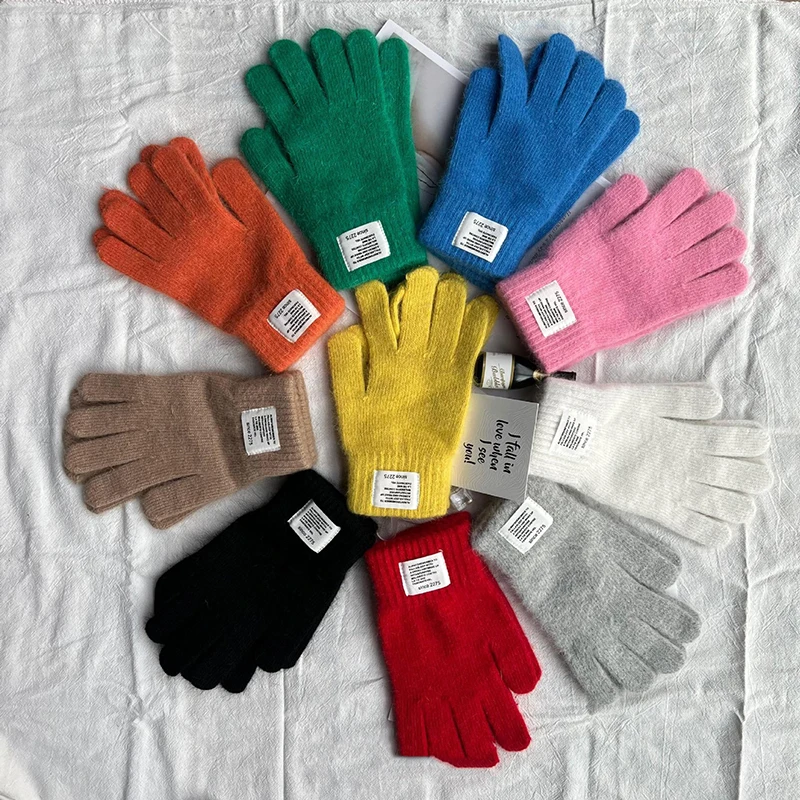 الشتاء قفازات محبوكة بسط قفازات دافئة بلون أصابع قفازات للطقس البارد الفتيات الرجال النساء والمراهقين قفازات الشتاء