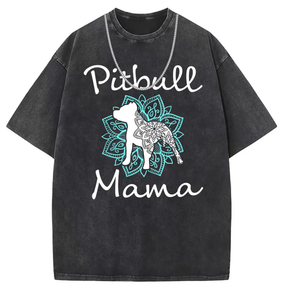 Pitbull Mama Mandala Tshirts for Me Teal Cute Pit Bull Dog Faddish T Shirt Women On Sale Fashionable Sweatshirts Hip Hop Shirt