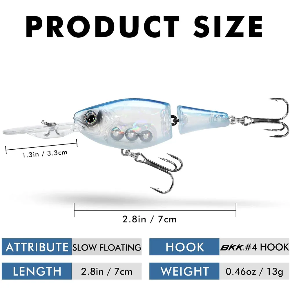 70mm 50mm Professional Jointed Swimbait Hover Sinking Minnow Fishing Lure Jerkbait Artificial Hard Baits for Pike Bass Perch