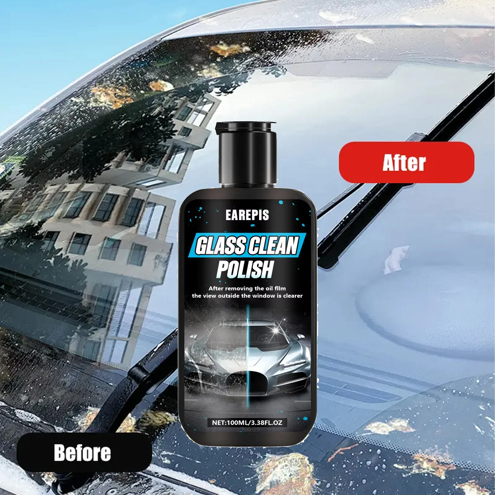 كريم إزالة فيلم الزيت الزجاجي - سهل الاستخدام، حماية طويلة الأمد لنوافذ السيارة، مقاوم للمطر وخالي من الخدوش، تفصيل تلقائي
