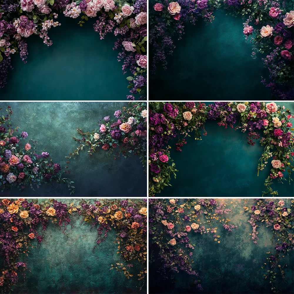 

Colorful Floral Arch Square Party Backdrops Wedding Maternity Dresses Photoshoot Birthday Decoration Backgrounds For Photographs