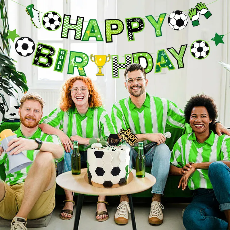 Football Happy Birthday Letter Paper Banner Garland Hanging Ornaments Soccer Theme Birthday Baby Shower Decoration Supplies