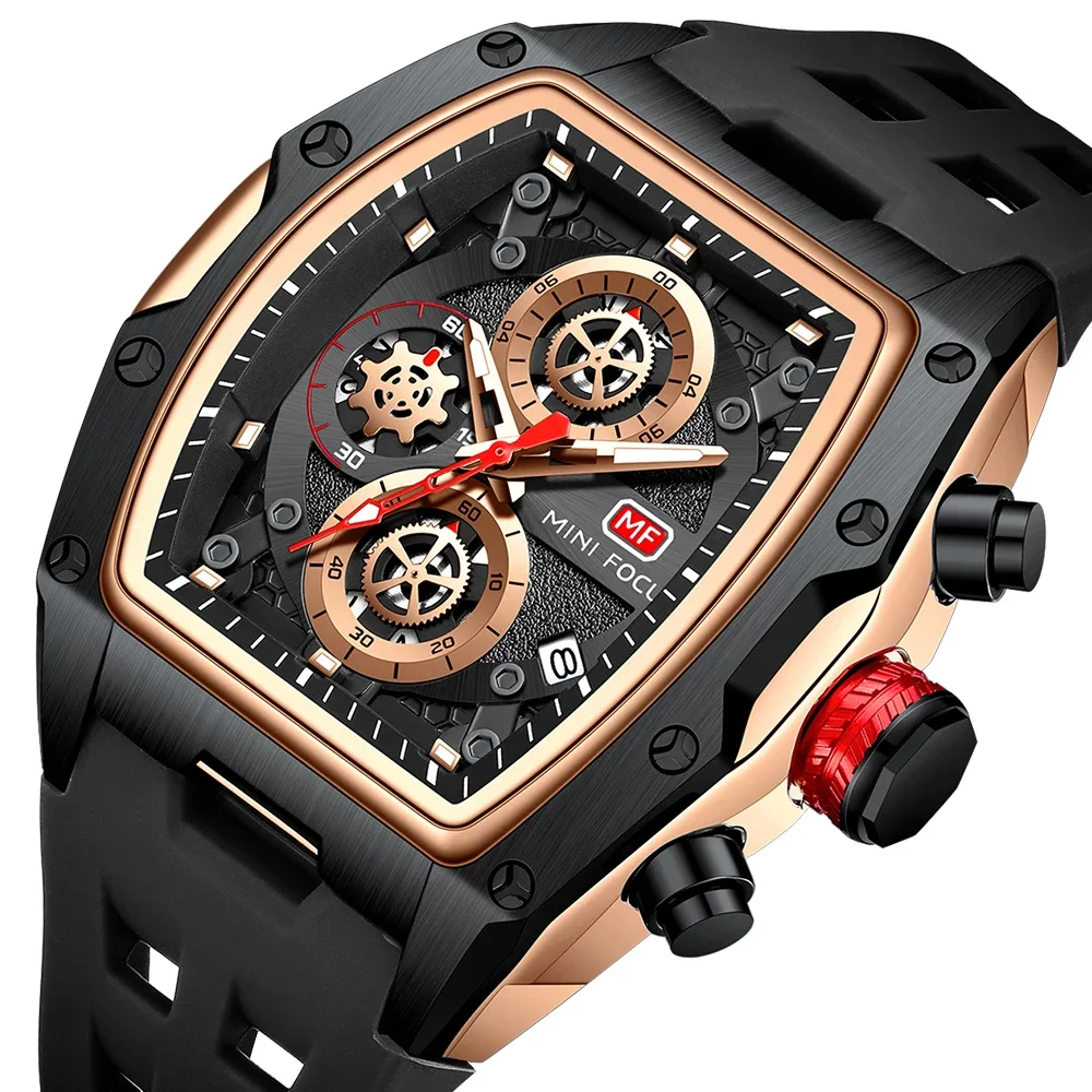 Luxury Mens Racing Sports Watch Barrel Skeleton Dial Waterproof Luminous Wristwatch Outdoor Business Watch for Man