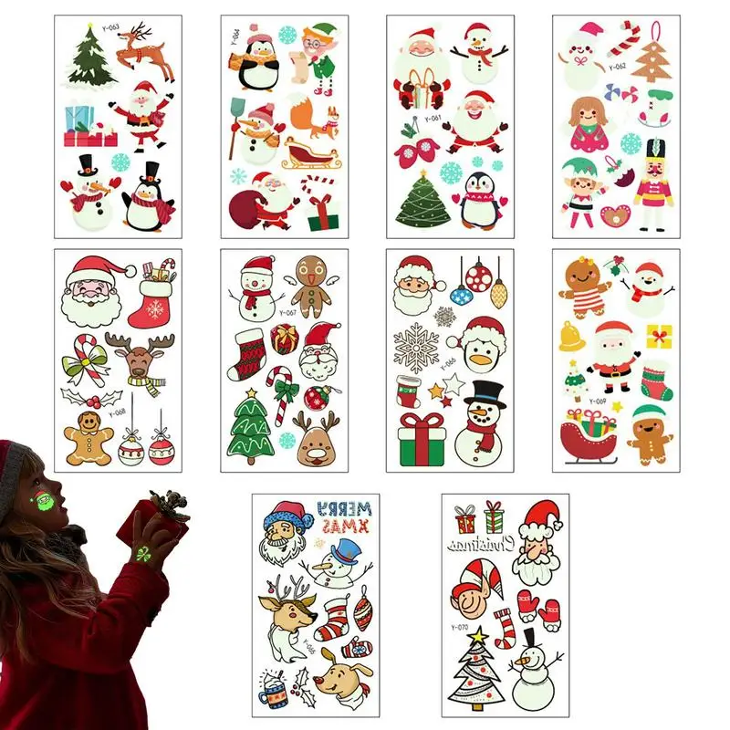 Kids Christmas Sticker Sheet Santa Elk Body Luminous Decals With 99 Patterns Holiday Stickers Party Decorations Supplies For