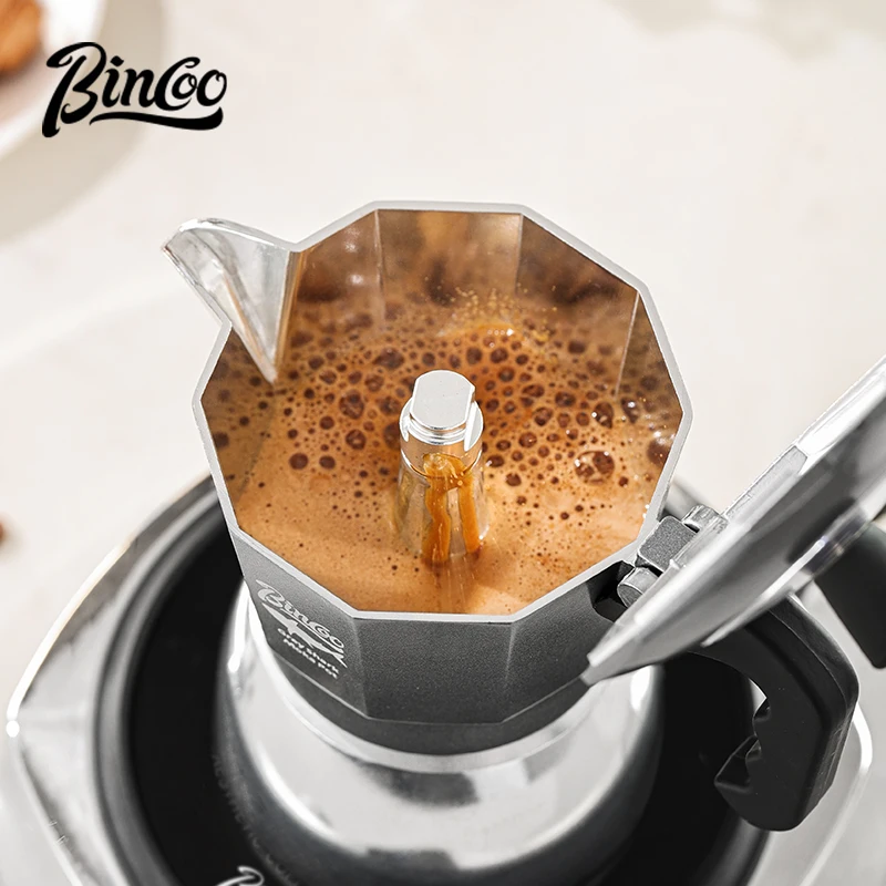 Bincoo วาล์วคู่ Espresso Maker Moka Pot สําหรับคลาสสิกอิตาเลี่ยนและ Cuban Café Brewing Professional Home Barista Accessorie