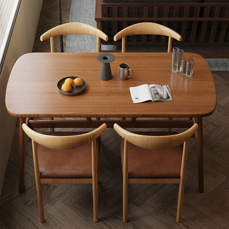 Wabi wind dining table household small apartment light luxury antique horn table rectangular dining table