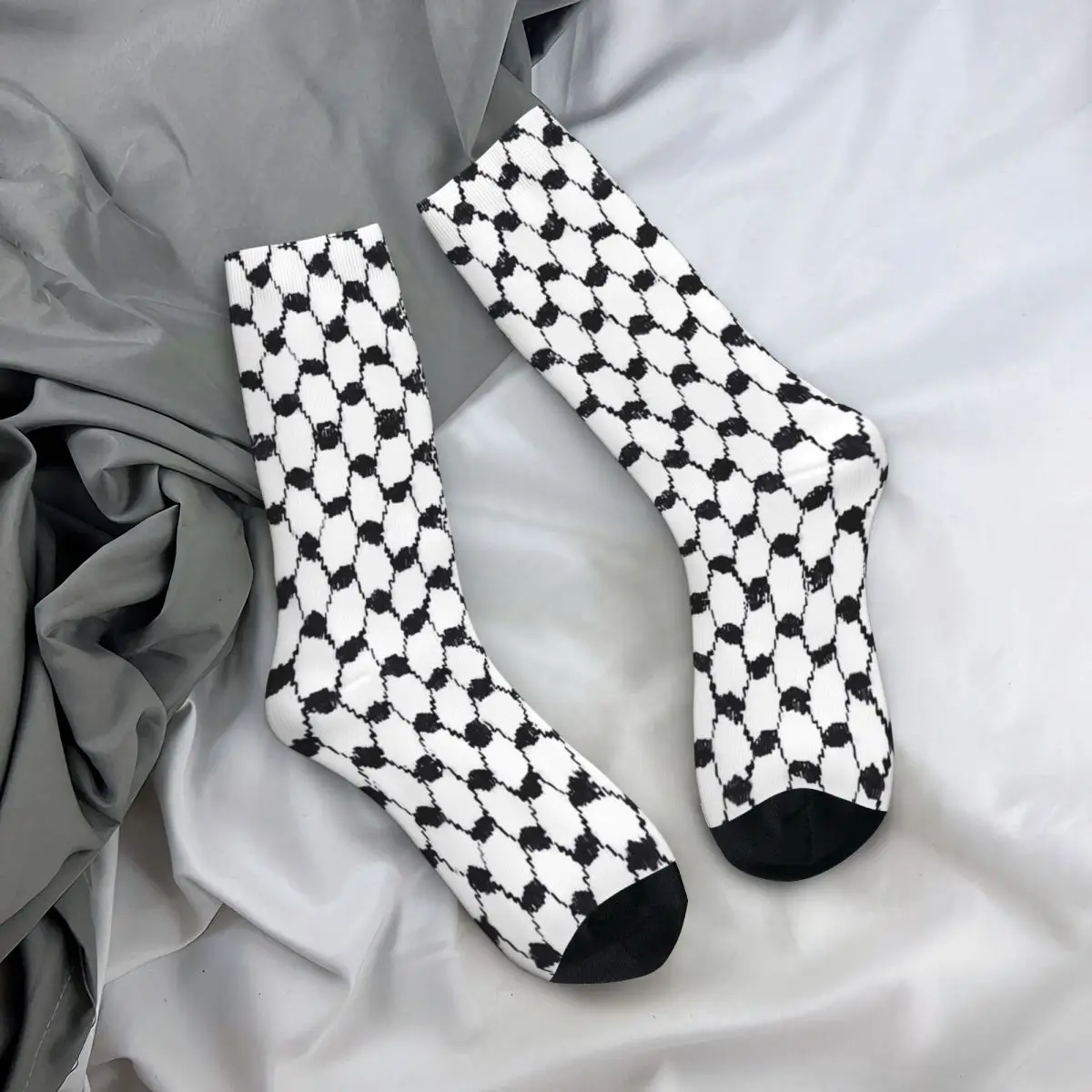 Palestinian Keffiyeh Symbol Stockings Girls Black White Socks Medium Soft Funny Socks Autumn Skateboard Anti Bacterial Socks