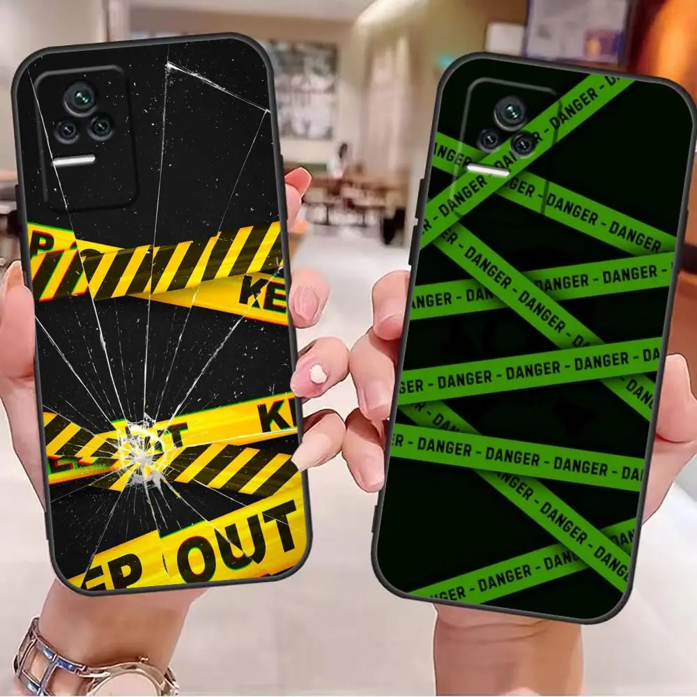 WARNING DANGER Phone Case For Redmi K60 K50 K40 Gaming K30 K20 12C 10 10C 9T 9C 9A 9 8A 8 7A 7 Pro Plus Case Funda Shell Capa