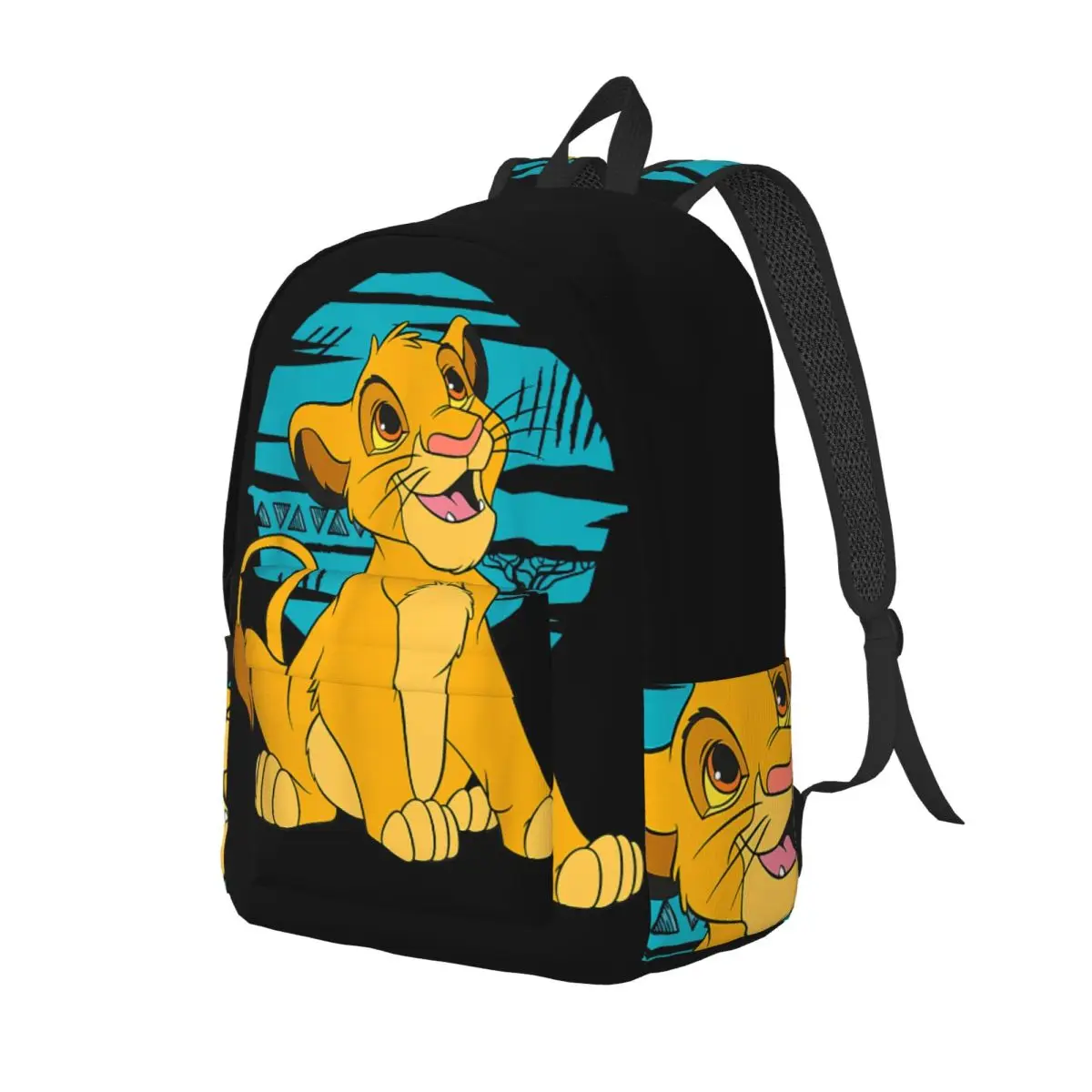 High School Young Retro Simba Happy Blue Classic Multi Compartment Cool Disney｠The Lion King｠Film Backpack Male Lady Rucksack