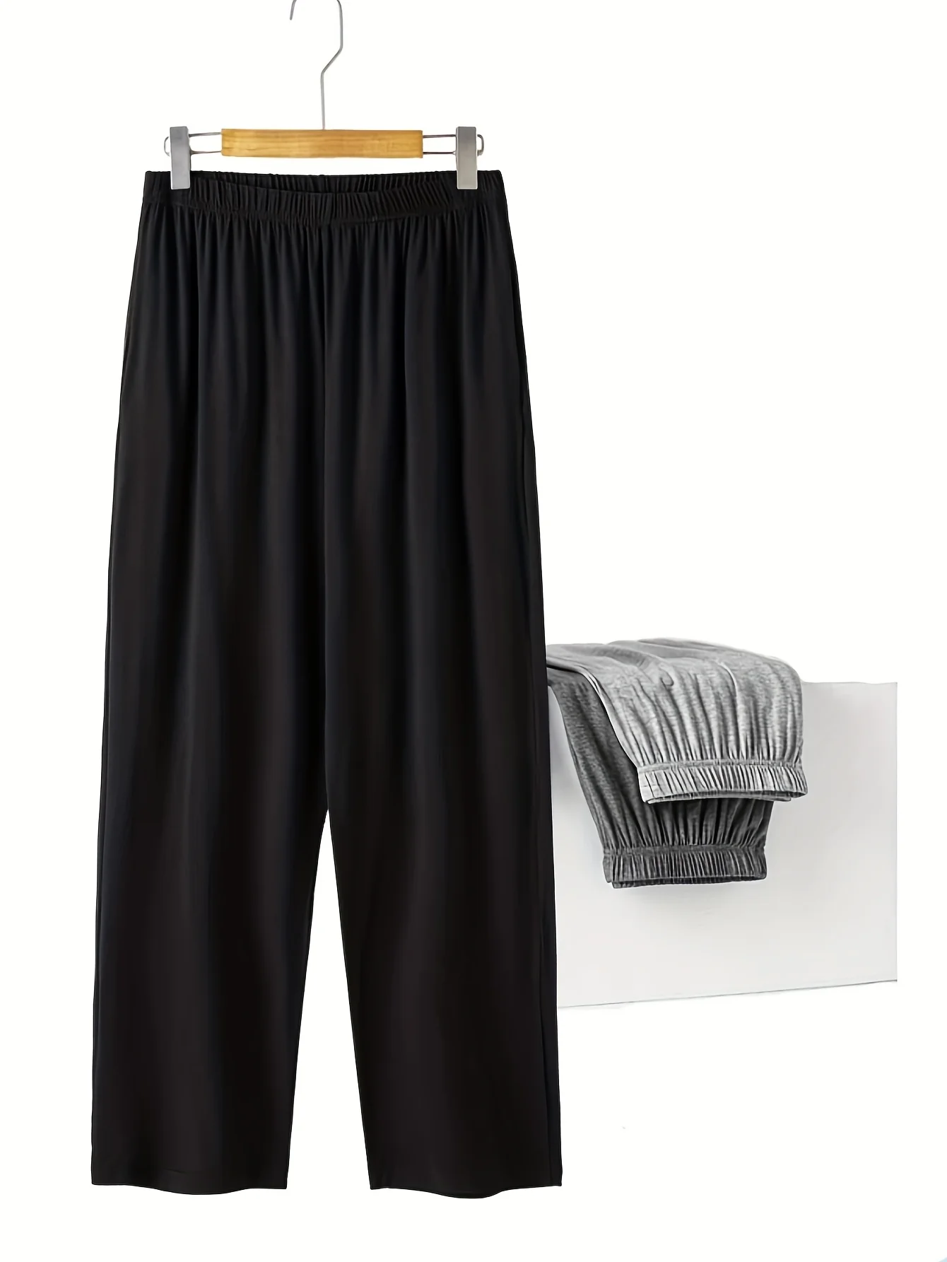 

New autumn men's casual home pants, solid color, loose fit, comfortable sports long sweatpants pants men