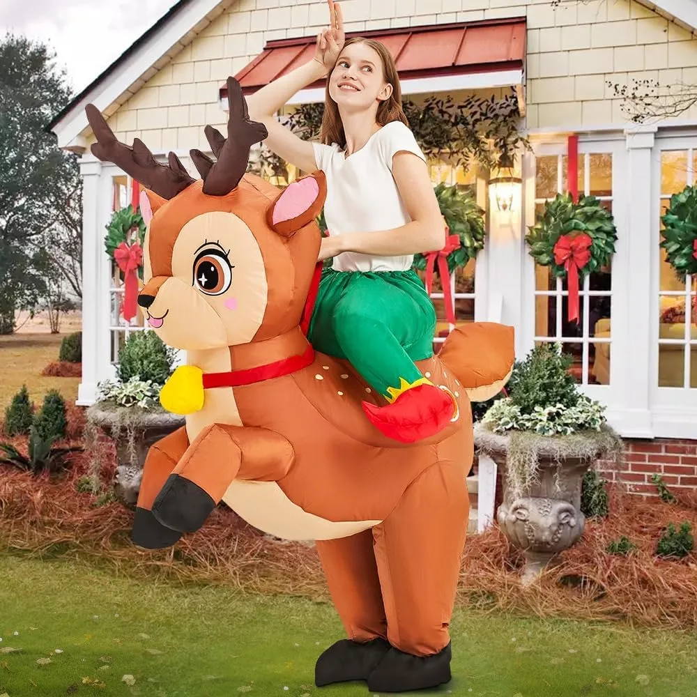 

Inflatable Reindeer Costume Adult Blow Up Elk Deer Costumes Riding Holiday Inflatable Christmas Costume Teen Cosplay Party