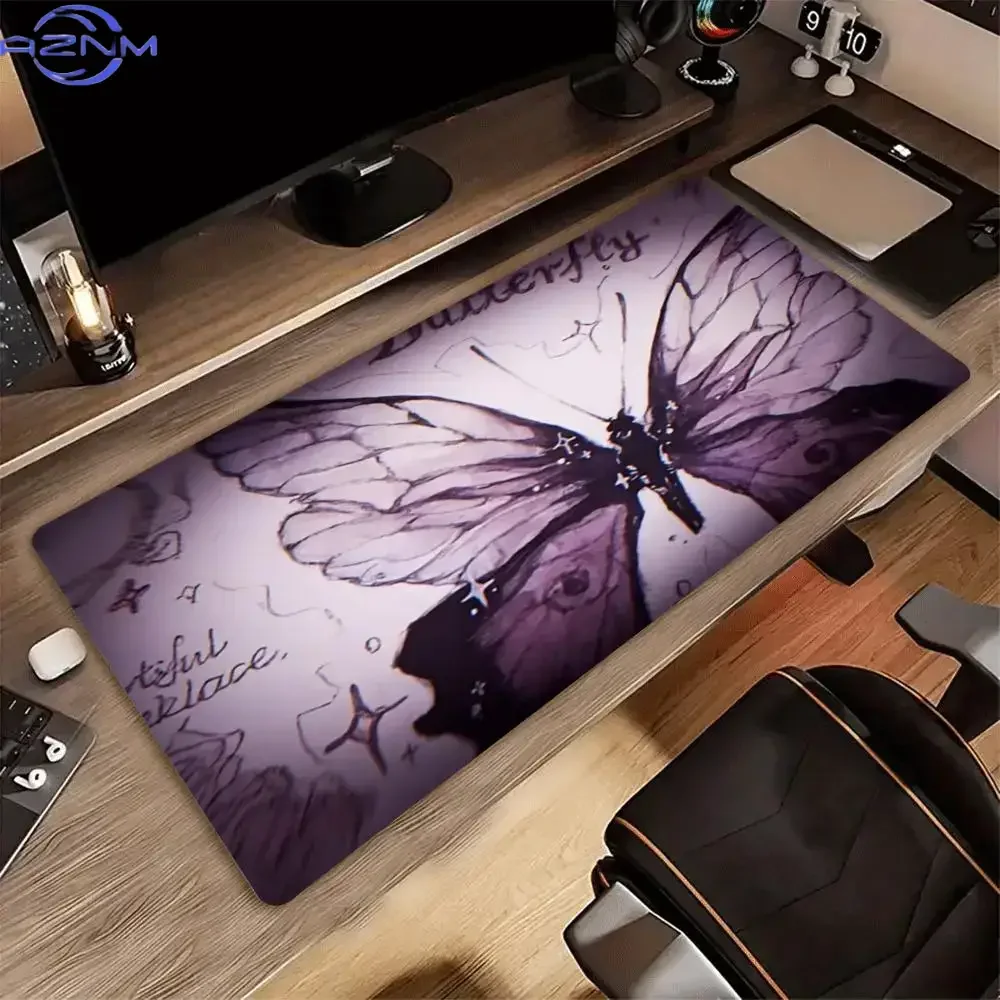 Purple Spider Web Halloween Large Mousepad, Non-Slip Rubber Waterproof Extended Desk Mat, Gothic Spider Pattern Art Mouse Pad fo