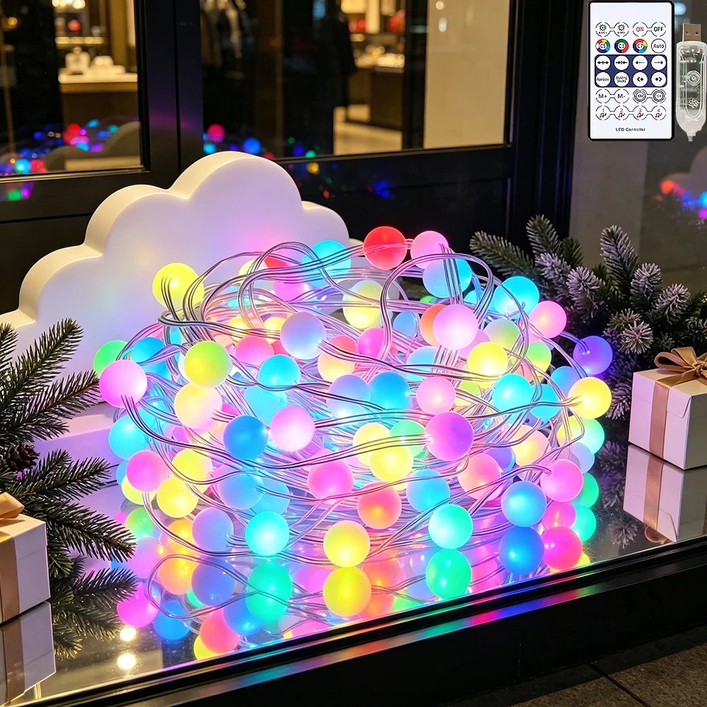 1pc Dreamcolor Lights String, 10M 66LED USB Intelligent Colorful Light String with Remote for Christmas Wedding Party Camping