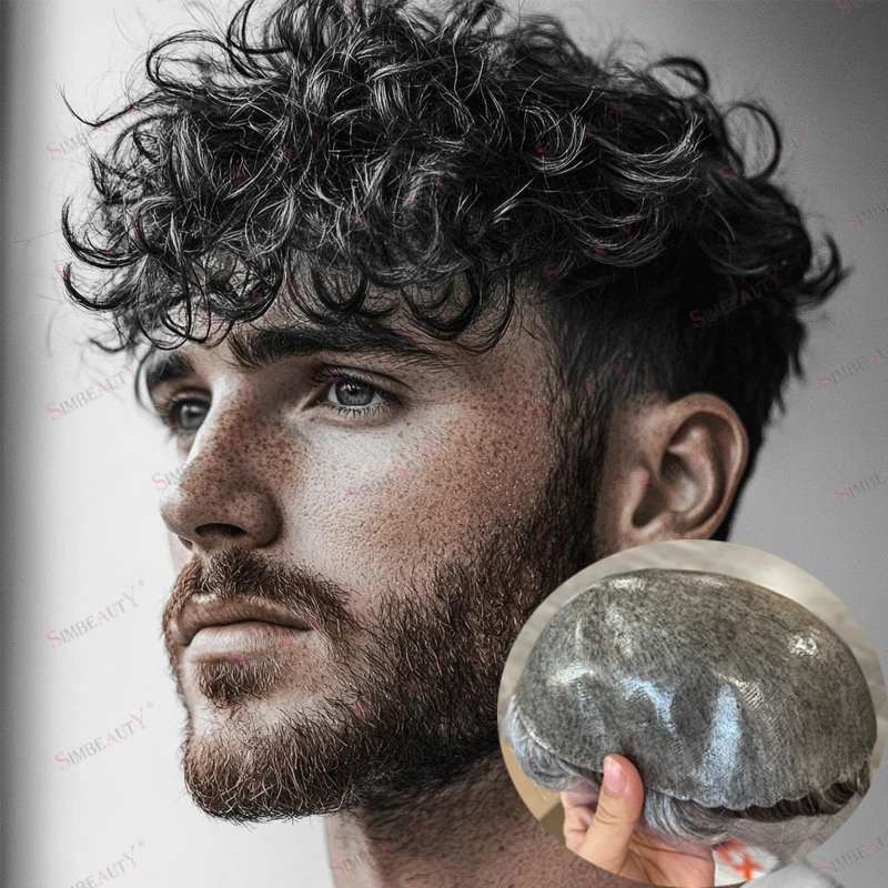 

Мужской парик из 100% натуральных волос с естественной линией роста волос, оттенки 1B10, 1B20, 1B40, серый, 18 мм, кудрявый, суперпрочный, на основе из 0,1 мм полностью инжекционного полиуретана, мужской тупе.