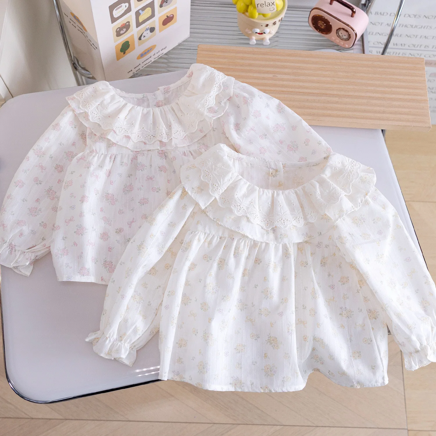 

new 18M-6T spring autumn child kids girls cotton cute blouse