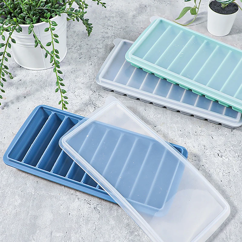 10 Grids Stick Shape Ice Molds Tray With Lid Non-Stick Cylinder Ice Box Silicone Ice Cube Tray Mold DIY Jelly Chocolate Mould