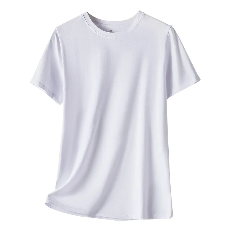 2pcs/LOT T-Shirts Man Elastane Cotton Male Indeformable Short Sleeve Tee Summer Slim Tops Man O-Neck