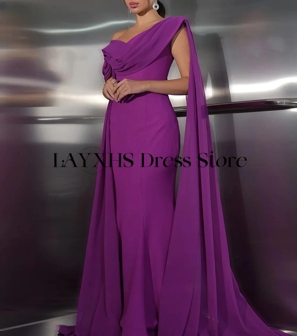 LAYXHS Wysokiej Jakości Suknie Wieczorowe Syrenka z Jednym Ramieniem, Plisowane, Długie do Podłogi Suknie Balowe, Suknie Wieczorowe na Zamówienie