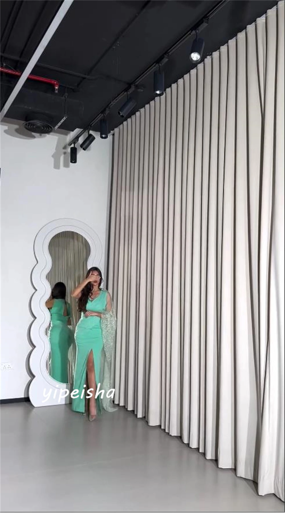 Customized Jiayigong  Jersey Ruched Birthday A-line V-neck Bespoke Occasion Gown Long Dresses