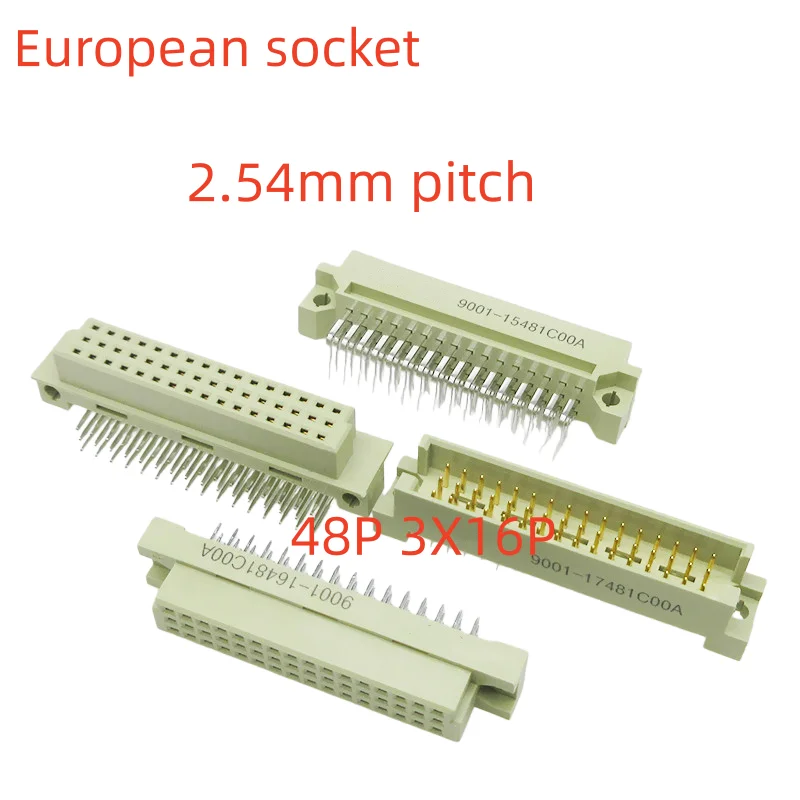 5pcs Din41612 European Socket 348 3rows 48p Board-to-board 3x16pin Connector Bent Male/straight Female/straight Male/bent Female