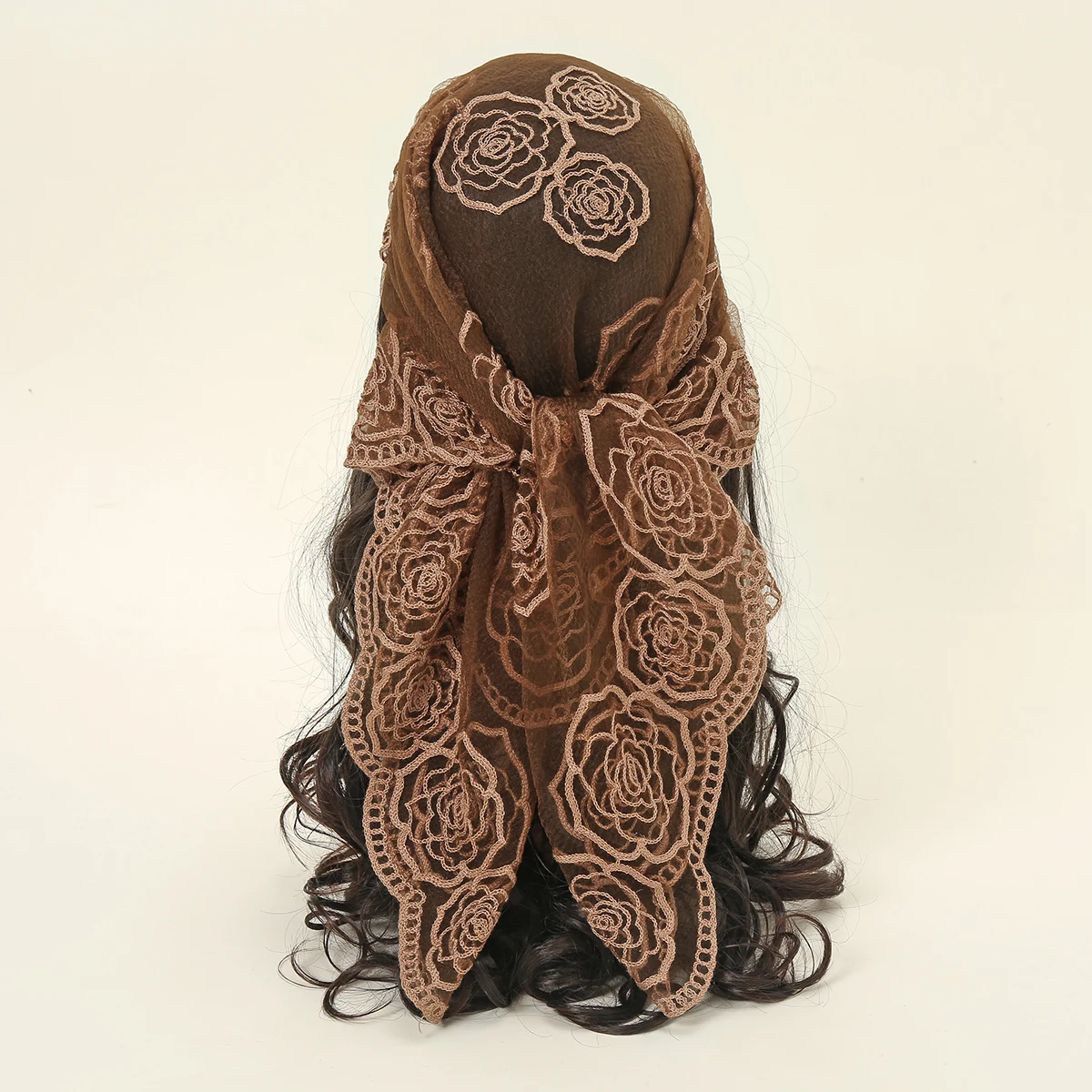 Plain Embroidery Lace Scarf Square Silk Scarves Summer Women'S Sunscreen Lightweight Shawls Fashion Bandana Foulard 80*80cm