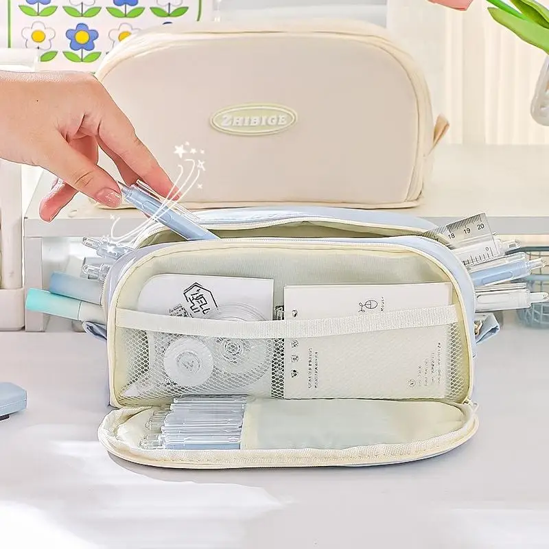 Simple Fashion Pencil Case With Large Capacity And Multiple Compartments – Practical School Supply For Students