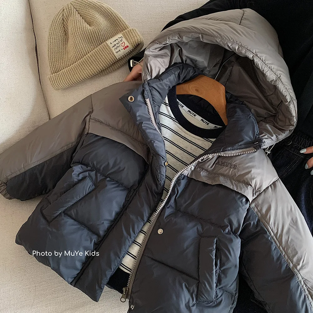 

Зимняя детская куртка-пуховик из 90% утиного пуха, утепленная теплая верхняя одежда с капюшоном, модное пальто для мальчиков и девочек, размер 90-160 см