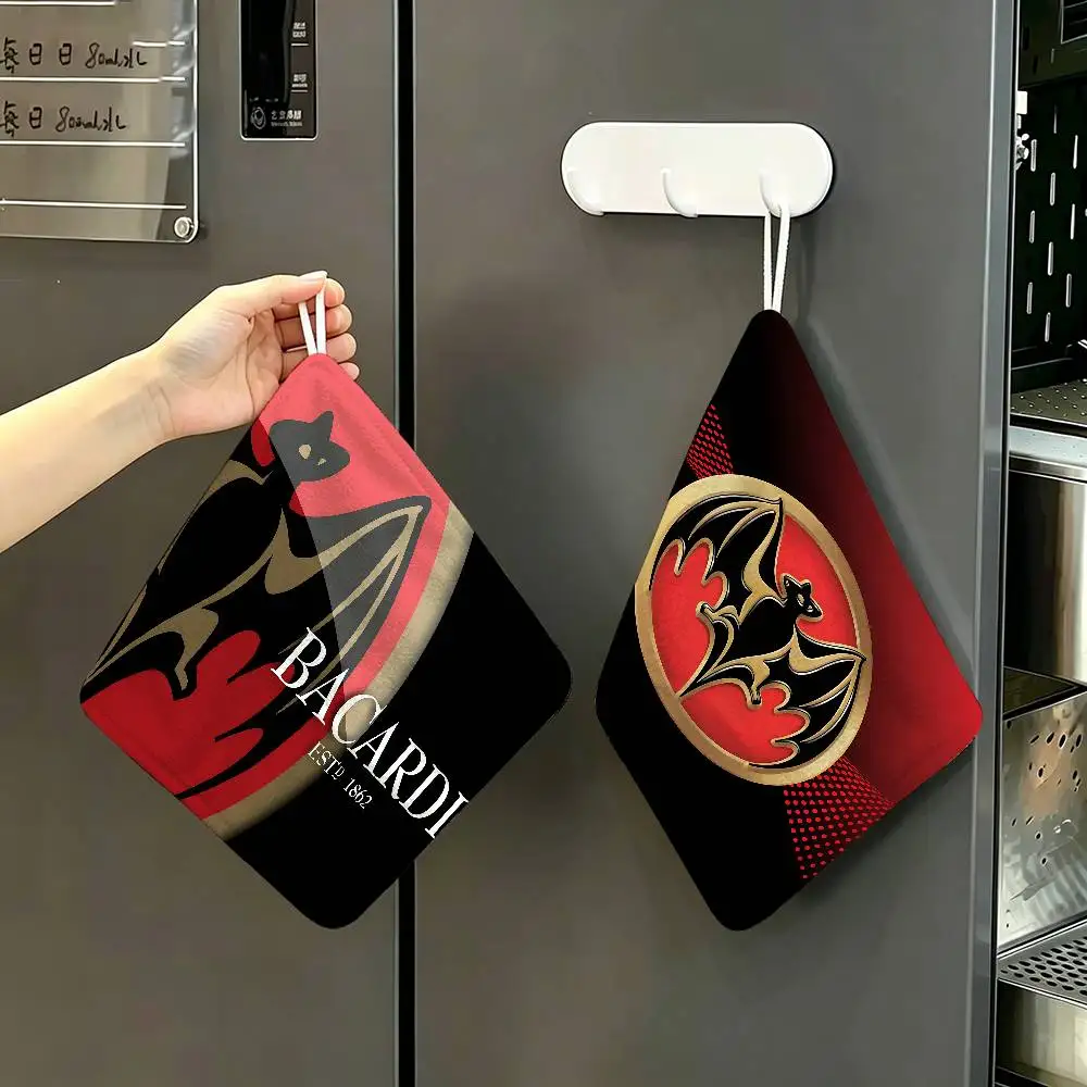 B-Bacardi Rum Vampire Polyester Cotton Hand Wiping Towel, Hanging Design, Durable for Household Restaurant Toilet Use